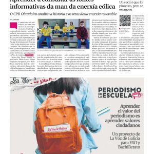 9. Noticia publicada en La Voz de la Escuela sobre uno de los reportajes participantes en el concurso "Periodismo en la Escuela" - Patrocinador: Norvento.