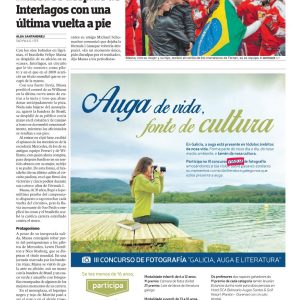1. Anuncio convocatoria concurso "Galicia, auga e literatura" en La Voz de Galicia - Patrocinador: ViAQUA