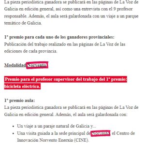 6. Segunda parte del emailing del concurso "Periodismo en la Escuela" - Patrocinador Norvento