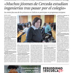 2.  Anuncio Convocatoria concurso "Periodismo en la Escuela" en suplemento La Voz de la Escuela -  Patrocinador: Norvento