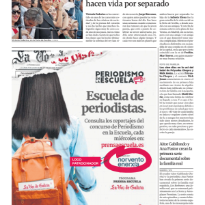 3. Anuncio para darle difusión a los reportajes publicados en relación al concurso "Periodismo en la Escuela"  en La Voz de Galicia - Patrocinador: Norvento