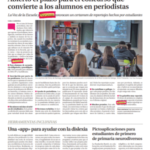 7. Noticia publicada en La Voz de la Escuela dando a conocer el concurso "Periodismo en la Escuela" - Patrocinador: Norvento.